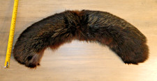 Vintage 60  s Genuine Fox Fur Coat Hood Lapel Collar Wrap Black Brown 4" x 24"