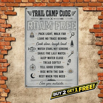 Camping Rules Tin Sign Retro Outdoor Forest Wall Decor Art