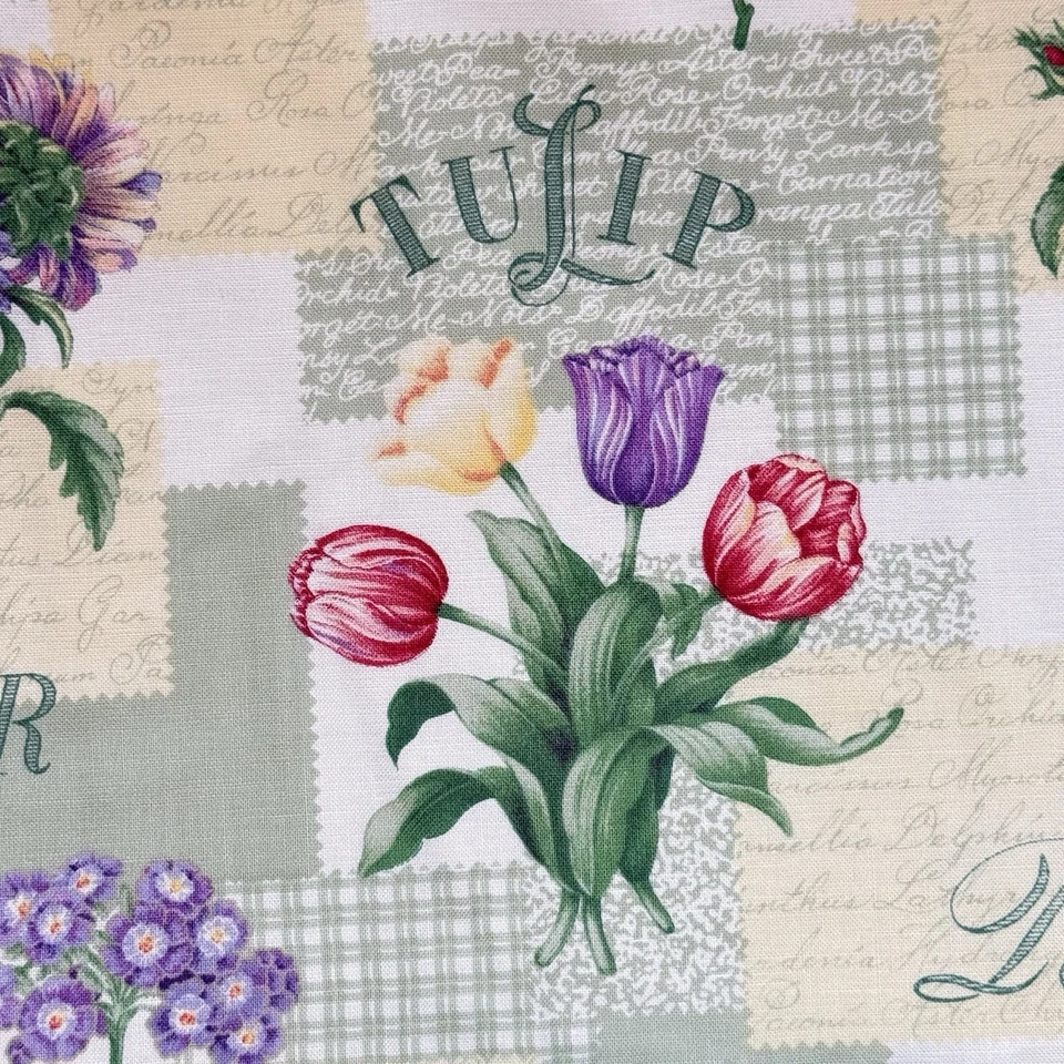 Lakehouse Michael Miller Tela Algodón Lila Tulipán Aster Caligrafía Jardín 3 Yardas Foto 3 de 4