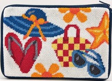 Alice Peterson Stitch  Zip Needlepoint Cosmetic Case Kit - SZ582 Beach Accessor