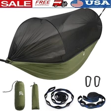 Portable Camping Hammock W/ Net Lightweight Easy Setup Outdoor Relaxation New