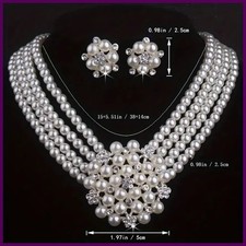 3 Pcs/set Fashion Women's Jewelry Set Luxurious Artificial Pearls Wedding.