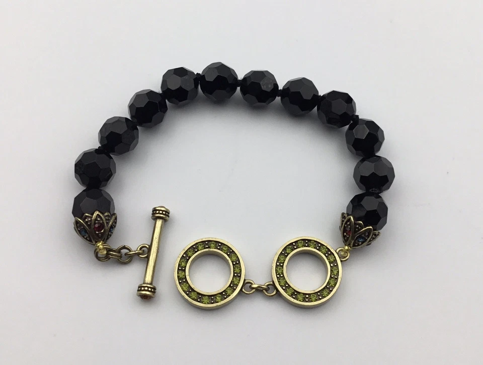 Pulsera Heidi Daus Cuentas Negras Cristal Swarovski Facetado 7-1/2 — 41,82 g Foto 3 de 4