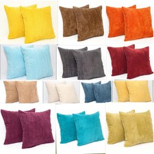 A Set of 2  Cushion Covers Plain Chenille  Super  Soft Jumbo Cord  18in x 18in