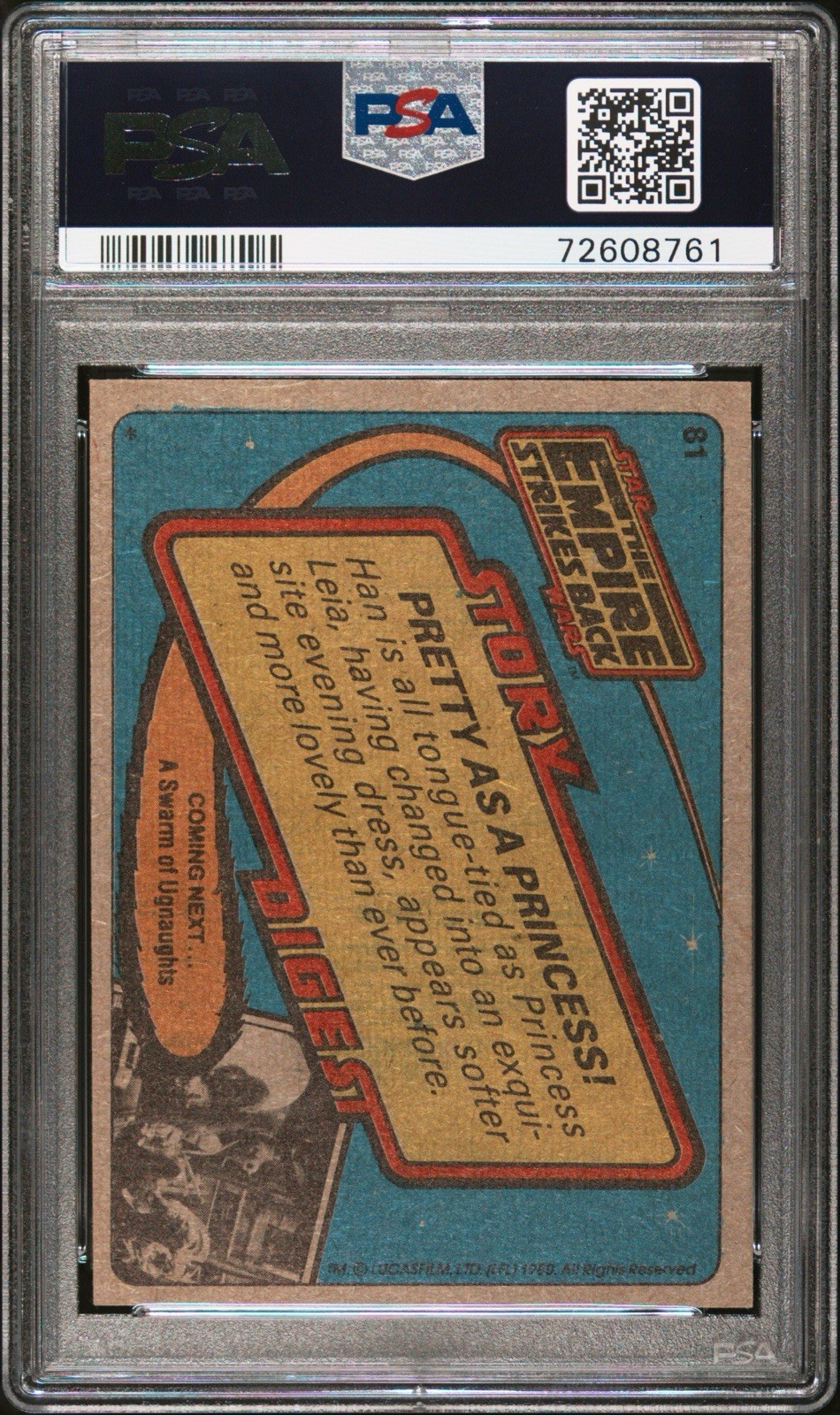 1980 Topps Star Wars Empire Strikes Back Card #81 Pretty Princess Leia PSA 8 view 2