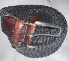 Torino Woven Braided Brown & Black Leather Stretch Belt Size 46, Made In USA
