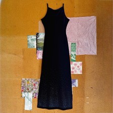 Finesse Women's Navy Blue Velvet Sparkle Vintage 90s Prom Dress