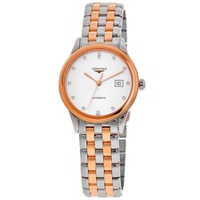 Orologio donna Longines Flagship automatico quadrante bianco diamanti nuovo L4.374.3.99.7