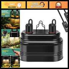Dual Reptile Heat Lamp Fixture 160W UVB Light for Lizards Turtles Snakes Habitat
