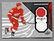 JONATHAN ERICSSON 2011-12 UD BLACK DIAMOND HOCKEY DUAL JERSEY RELIC CARD #DET-JE