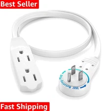 High Wattage 1ft Extension Cord with 3 Rotating Outlets - Ideal for Tight Spaces