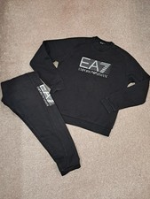 Emporio Armani EA7 Black Tracksuit Mens Size S Small Pullover Sweatshirt Joggers