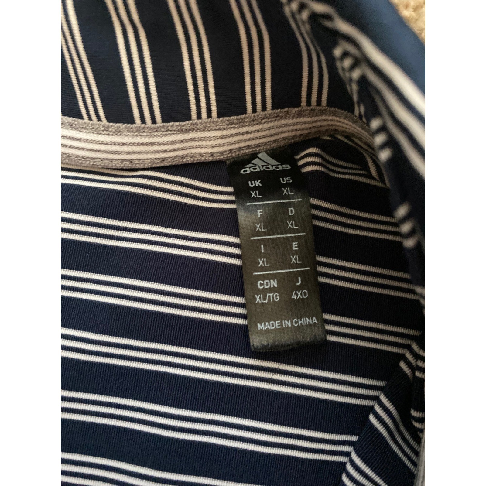 Adidas Golf Polo Shirt Mens XL Navy Blue White Striped Horse Logo thumbnail 5