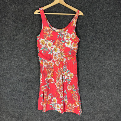 Faded Glory Dress Women L Large Pink Floral Sleath Midi Sleeveless Casual