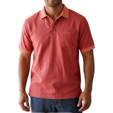 Tommy Bahama Red 100 SilkTextured Short Sleeve Men  s Polo Shirt - Small