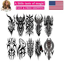 Temporary Tattoos Waterproof Viking Tribal Totem - Long Lasting Fake tattoo f...