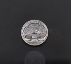 Hand Engraved Buffalo Nickel – Thick Mushroom w/ Scrollwork Cap -Carved coin☮️🍄