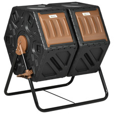 130L Dual Chamber Compost Bin Rotating Garden Composter w/ Vents