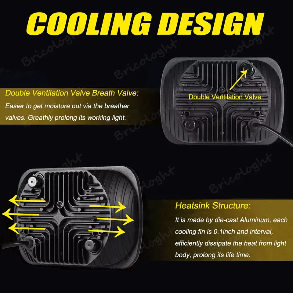 Faróis de LED 2X DOT 7x6" para Chevy C1500 C2500 C3500 K1500 1988-99 DRL âmbar - Imagem 4 de 4