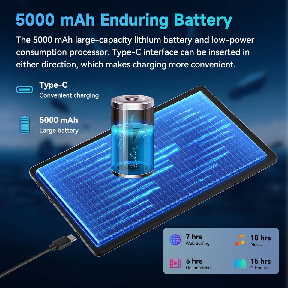 2025 Tablet with 10.1 Inch Android 15 16GB+64GB with 1280*800 IPS Quad-Core - Image 3 of 4