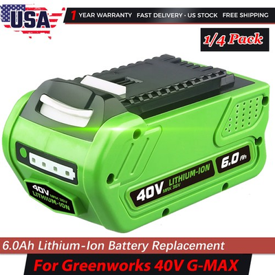#ad 1 4 Pack For Greenworks 40V G MAX 6.0Ah Lithium Battery 29472 29462 29252 20202 $196.99