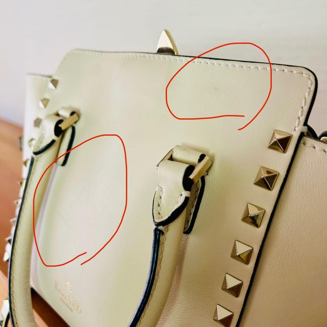 Valentino Garavani Rockstud 2Way Leather Shoulder Bag White, Pre-owned Japan thumbnail 20