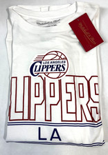 LA Clippers Mitchell & Ness Hardwood Classic Long Sleeve T-Shirt~ White