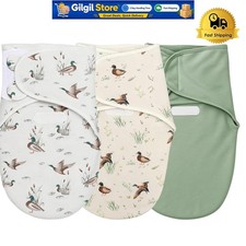 Ergonomic 3-Pc Newborn Swaddles in Mallard Duck Design - Machine Washable