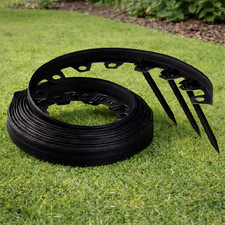Lawn/grass Edging Border Edge Flexible 32ft/10m + 30 PEGS in black 60mm high