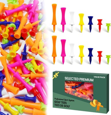 Amy Sport Golf Tees Step Down Plastic Unbreakable 50 50 Pack in Mixed Color 