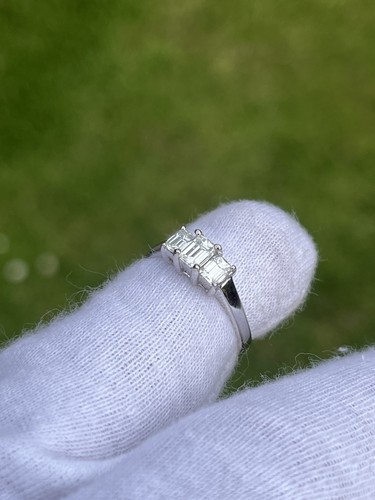 18ct W/G 0.69ct Three Emerald Cut Diamond Three Stone Ring, L1/2, Value £3000. - Picture 17 of 24