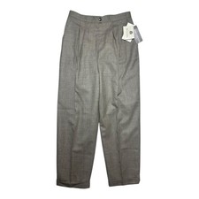 Jones New York Petite 12P Gray 100 Wool Pleated High Rise Dress Pants