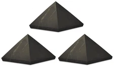 3 pcs Authentic Shungite Pyramid Unpolished, 50 mm / 1.96" Real Shungite Ston...