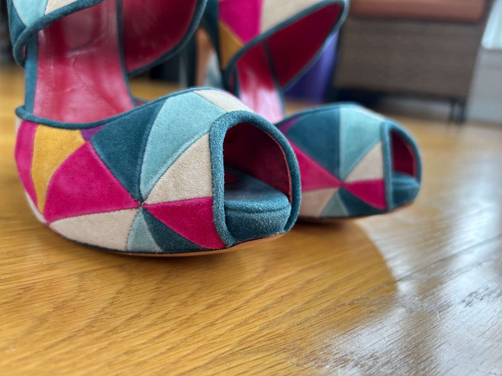 CESARE PACIOTTI Multi-Colors Patchwork Suede Plat… - image 9