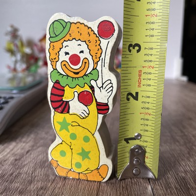 Vtg Clown Wood Signed Colorful 3'' Toys By Roy Made In Noteworthy Taiwan ROC
