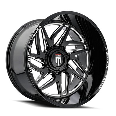 22x12 American Truxx AT1917 Goliath Black/Milled Wheel 8x6.5 (-44mm)