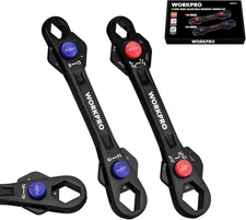 2-Piece 12-in-1 Universal Adjustable Wrench Set, 8-19mm Metric & 5/16"-3/4" SAE 