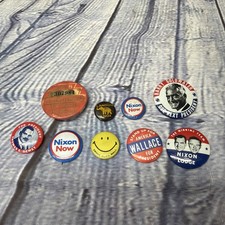 Vintage 1960s Political Campaign Buttons Lot Nixon Wallace Goldwater Dewey
