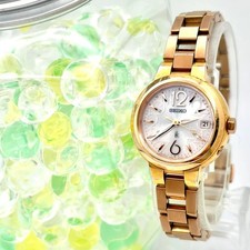 Working SEIKO lk LUKIA Radio Solar Ladies Wristwatch Gold 1B22 0AK0 361003 From