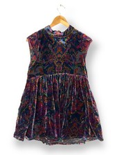 Free People Velvet mini dress Purple Paisley print size XS baby doll boho