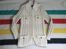 VTG 70s 80s Gaeltarra 100 Pure Wool Ireland Knit Zip Pocket Sweater Womens M