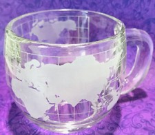 Vintage 1970's Nestle Nescafe Glass Globe/World Clear Glass Mug No Chips PR