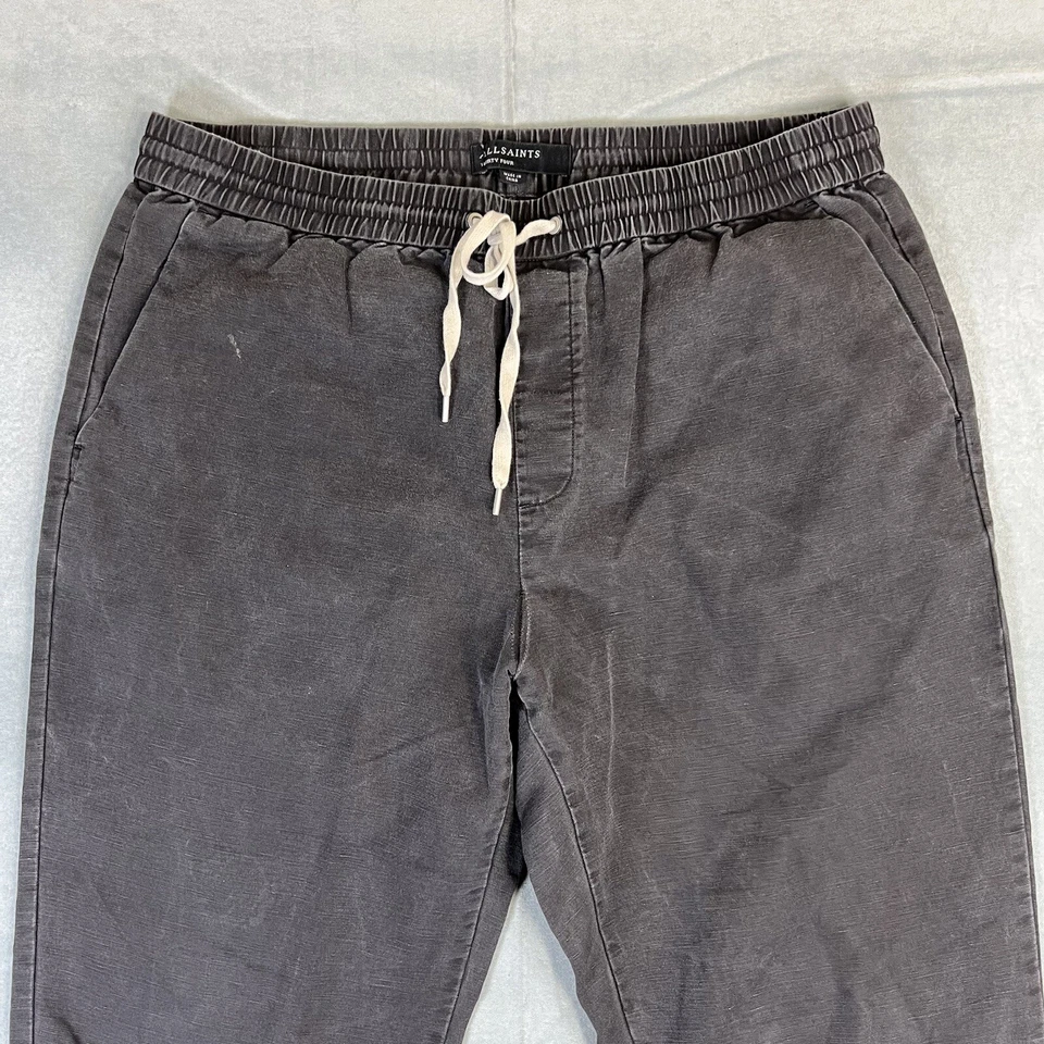 Pantalones Allsaints Luckett Mezcla de Lino Para Hombre 34 Gris Recortado Relajado Foto 2 de 4