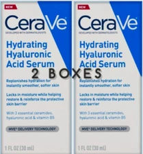 CeraVe Hydrating Hyaluronic Acid Face Serum 1 oz (2 BOXES)