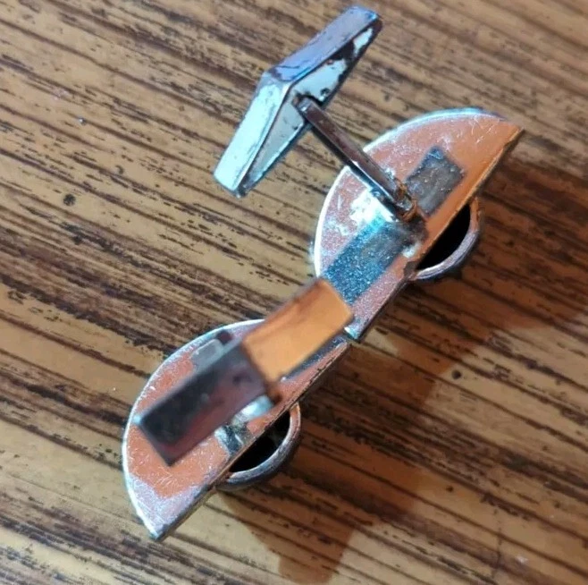 Gemelos vintage de media luna con piedra negra de plata de ley muy únicos  Foto 3 de 4