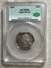 1954 Washington Silver Quarter CAC MS66 Nice Original Mint Set Toning