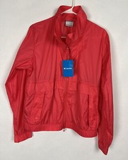Womens Columbia Jacket Pink Sunny City Windbreaker Full Zip Lightweight Sz M New