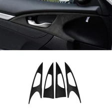 Inner Door Handle Bowl Panel Cover Trim For Honda Civic 10th 16-21 Black Suede