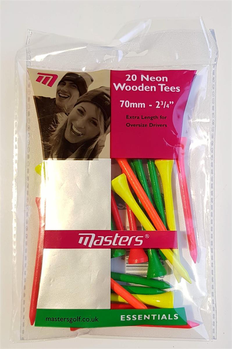Деревянные футболки Masters Golf Неоновые разных цветов 20 штук 2 3/4