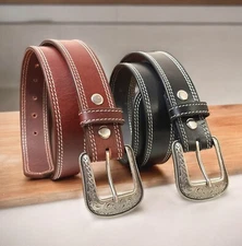 Men's Leather Belt Handmade  Full Grain Heavy Duty Leather With Removable Buckle
